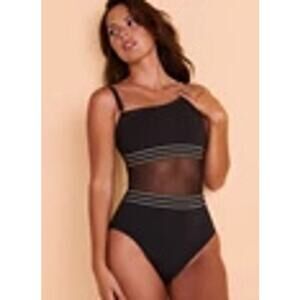 Bleu Rod Beattie Off the Grid One Shoulder One Piece Swimsuit Black Size 10 NWT